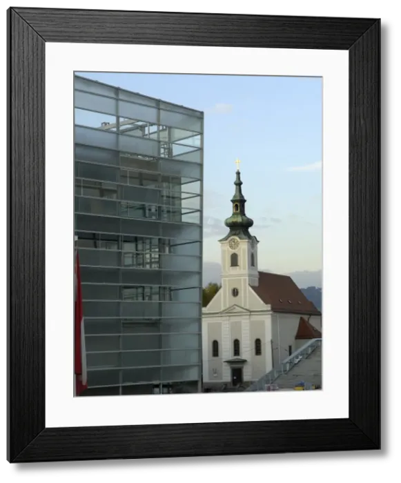 Framed Print : AUSTRIA. Linz. Ars Electronica Center and Urfahr Framed Print : AUSTRIA. Linz. Ars Electronica Center and Urfahr