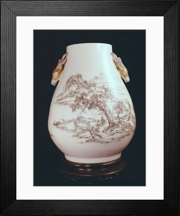 Framed Print : Vase with Landscape. 1736-1796. Decorated with Framed Print : Vase with Landscape. 1736-1796. Decorated with
