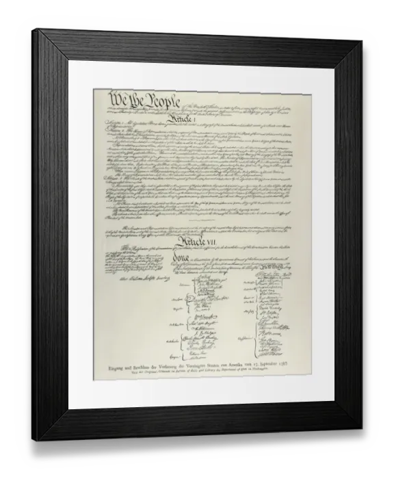 Framed Print : The Constitution of the United States (17th September Framed Print : The Constitution of the United States (17th September