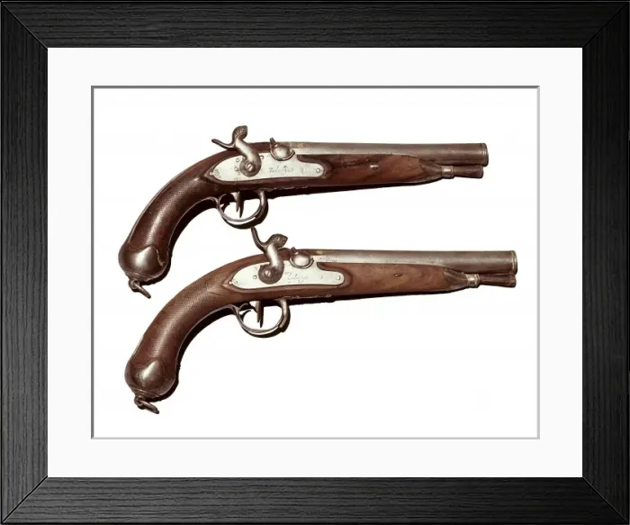 Framed Print : Guns with stamp Ramon Zuloaga 1822, transformed Framed Print : Guns with stamp Ramon Zuloaga 1822, transformed