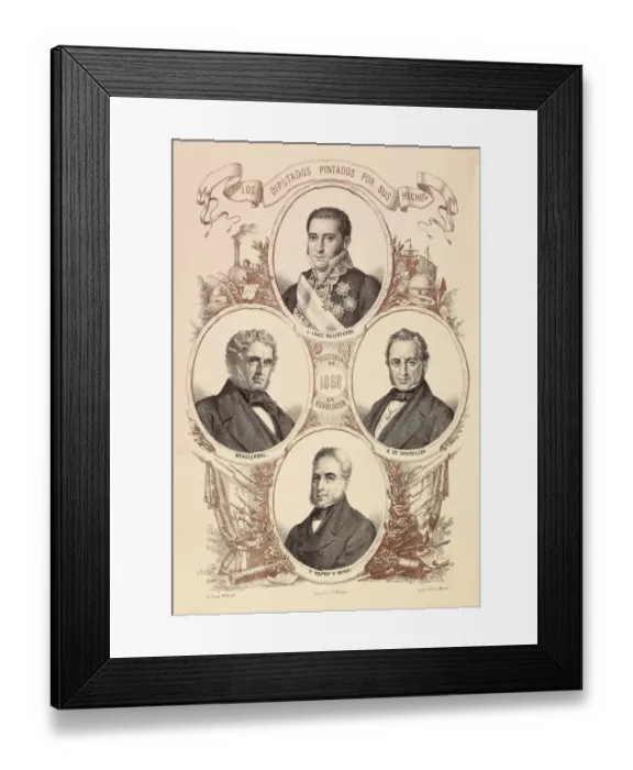 Framed Print : Spain (19thc. ). Portrait of some politicians Framed Print : Spain (19thc. ). Portrait of some politicians