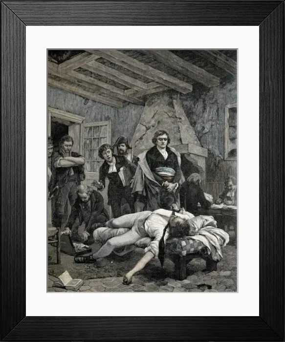 Framed Print : Pichegrus suicide (1804). Engraving. FRANCE Framed Print : Pichegrus suicide (1804). Engraving. FRANCE