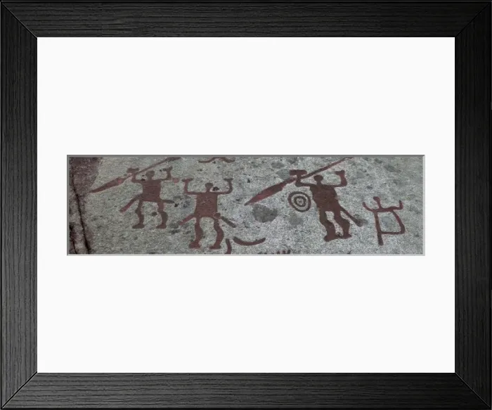 Framed Print : SWEDEN. Tanum. Aspeberget Rock. Warriors. Bronze Framed Print : SWEDEN. Tanum. Aspeberget Rock. Warriors. Bronze