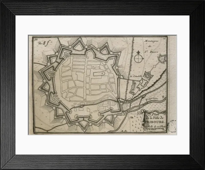 Framed Print : Map of Freiburg im Breisgau (17th c. ). Engraving Framed Print : Map of Freiburg im Breisgau (17th c. ). Engraving