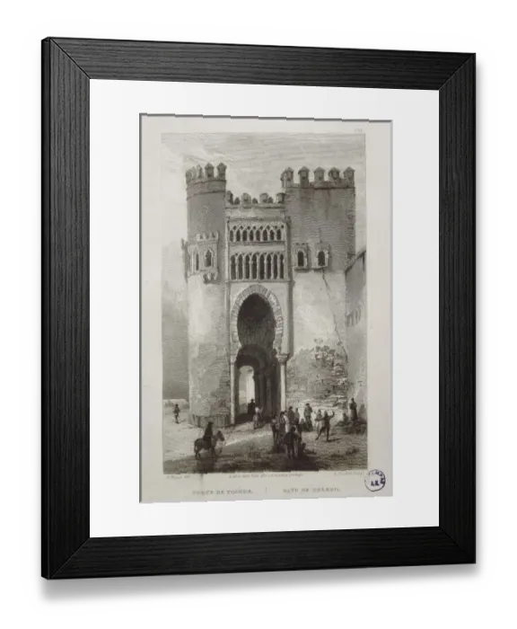 Framed Print : Puerta del Sol in Toledo. Litography Framed Print : Puerta del Sol in Toledo. Litography