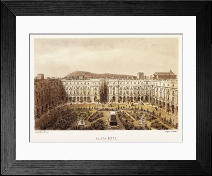 Framed Print : Barcelona (19th c. ). Royal Square. Litography Framed Print : Barcelona (19th c. ). Royal Square. Litography
