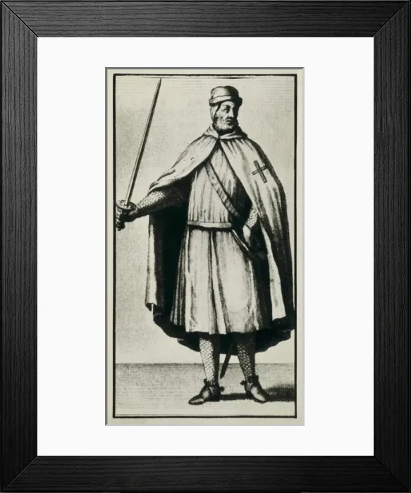 Framed Print : Templar Knight wearing a war dress. Illustration Framed Print : Templar Knight wearing a war dress. Illustration