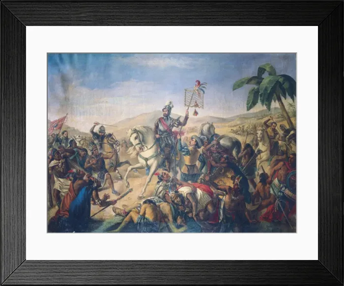Framed Print : Spanish conquest of Mexico (1520). HernᮠCort鳠 Framed Print : Spanish conquest of Mexico (1520). HernᮠCort鳠