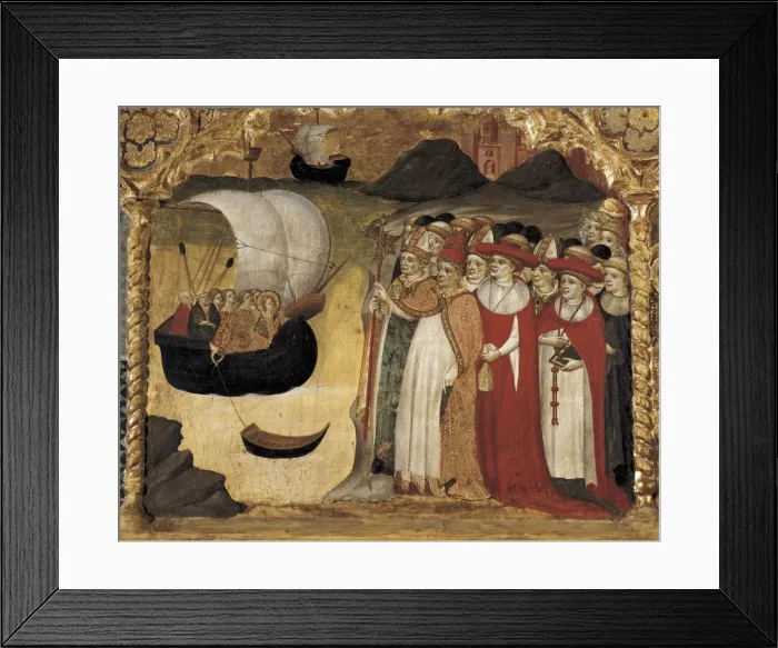 Framed Print : Predella of st Ursula. The Pope Ciriacus meets