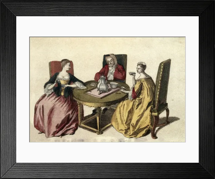 Framed Print : Chocolat time (18th c. ). Engraving Framed Print : Chocolat time (18th c. ). Engraving