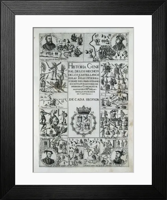 Framed Print : Title page from the Historia General de los Framed Print : Title page from the Historia General de los