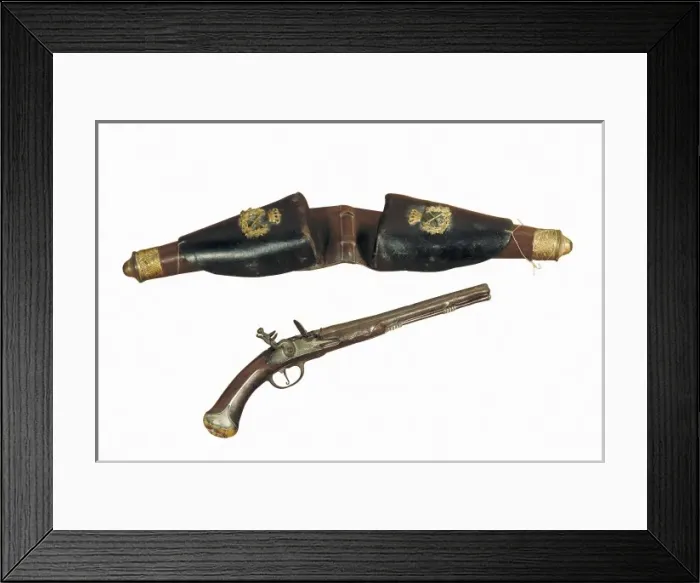 Framed Print : ZumalacᲲeguis gun and case. SPAIN. Sang Framed Print : ZumalacᲲeguis gun and case. SPAIN. Sang