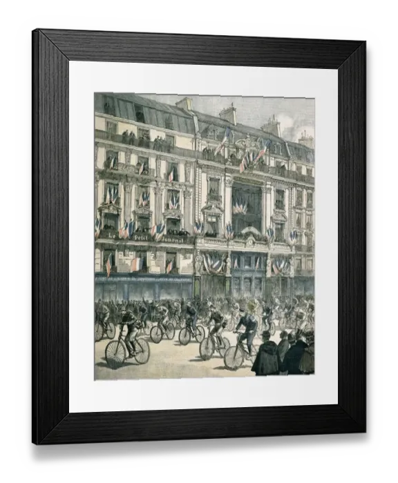 Framed Print : Cycling race Paris-Brest (1891). Starting line