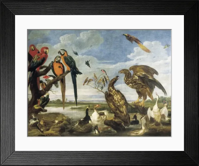 Framed Print : VOS, Paul de (1596-1678). Variety of Birds. Flemish Framed Print : VOS, Paul de (1596-1678). Variety of Birds. Flemish