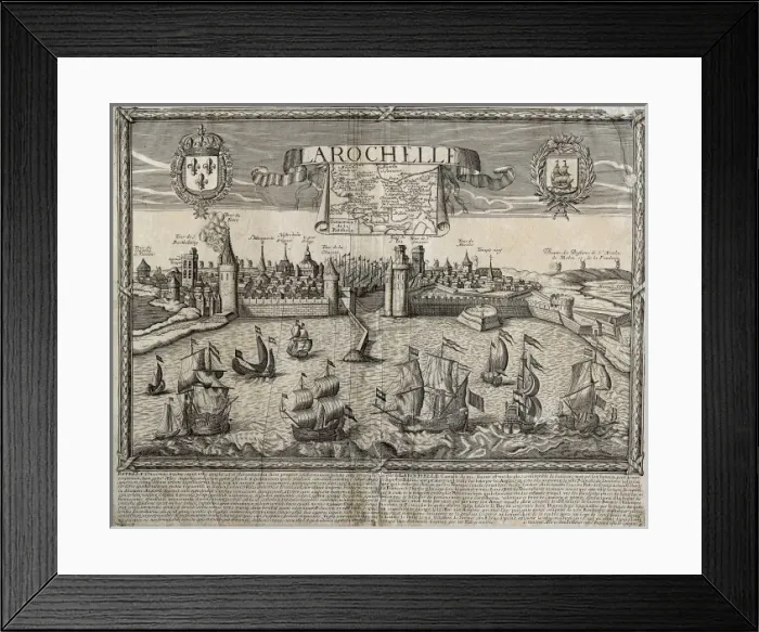 Framed Print : Port of La Rochelle in 17th c. Engraving Framed Print : Port of La Rochelle in 17th c. Engraving