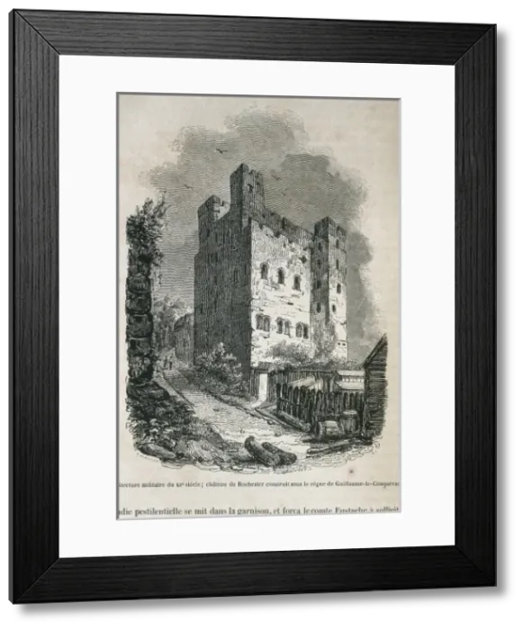 Framed Print : Rochester Castle in 1844. Engraving