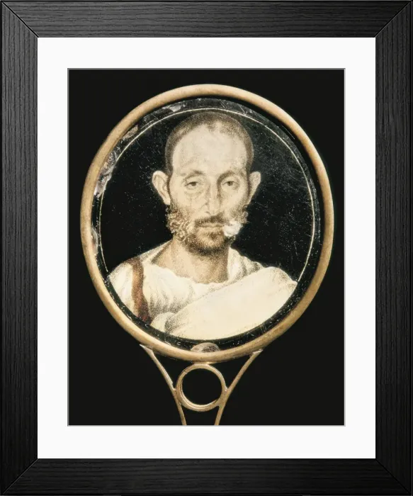 Framed Print : Portrait of a man on glass. Roman art. Glass Framed Print : Portrait of a man on glass. Roman art. Glass