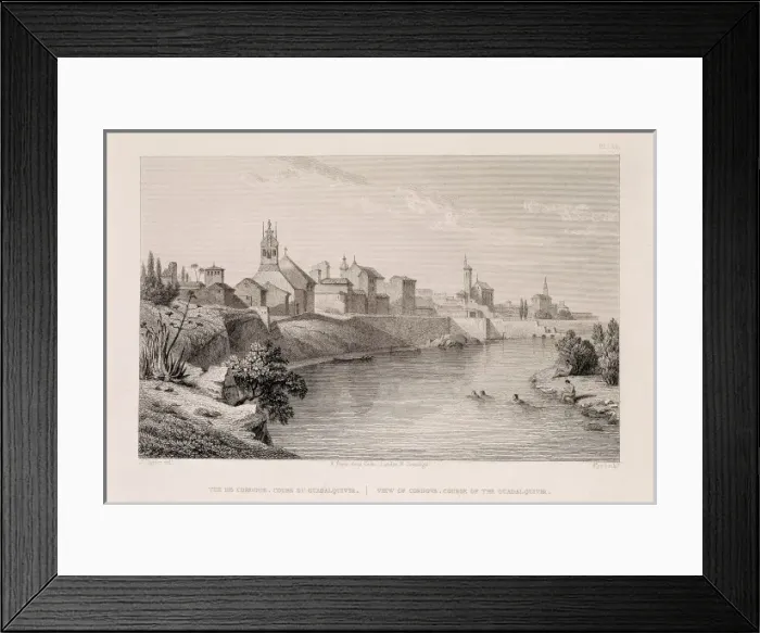 Framed Print : Cordoba (19th c. ). Guadalquivir river. Etching Framed Print : Cordoba (19th c. ). Guadalquivir river. Etching
