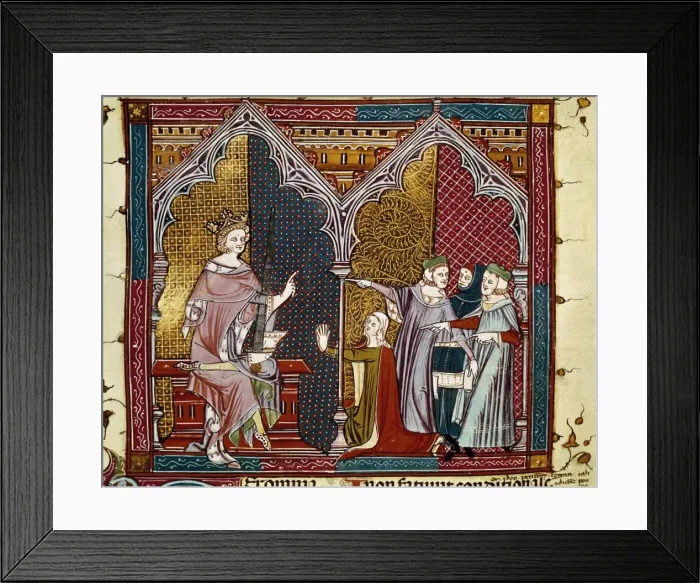 Framed Print : Civil law, 14th c. The king trying slander. In Framed Print : Civil law, 14th c. The king trying slander. In