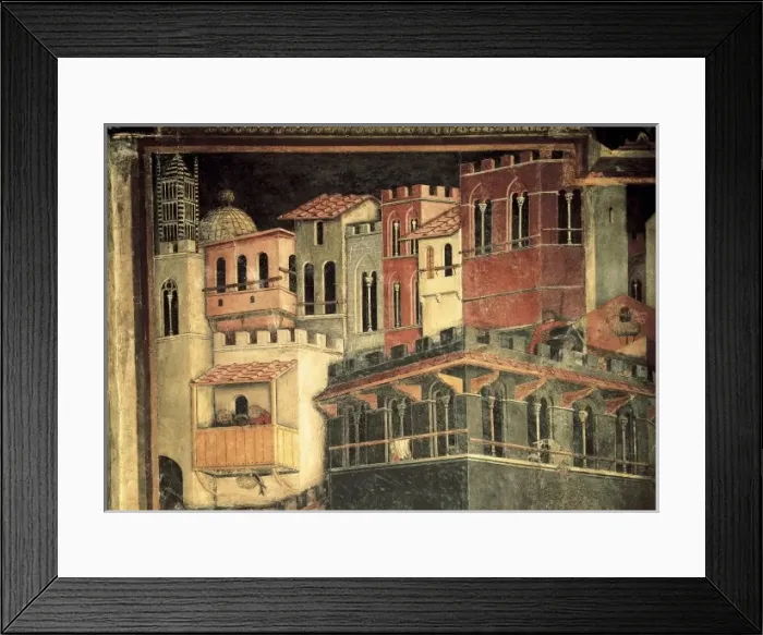Framed Print : LORENZETTI, Ambrogio (1285-1348). Allegory f Framed Print : LORENZETTI, Ambrogio (1285-1348). Allegory f