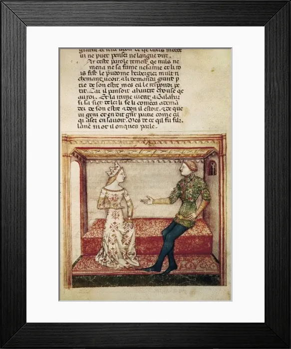 Framed Print : Guinevere and Galaad. Fol. 6 of the anonymous Framed Print : Guinevere and Galaad. Fol. 6 of the anonymous