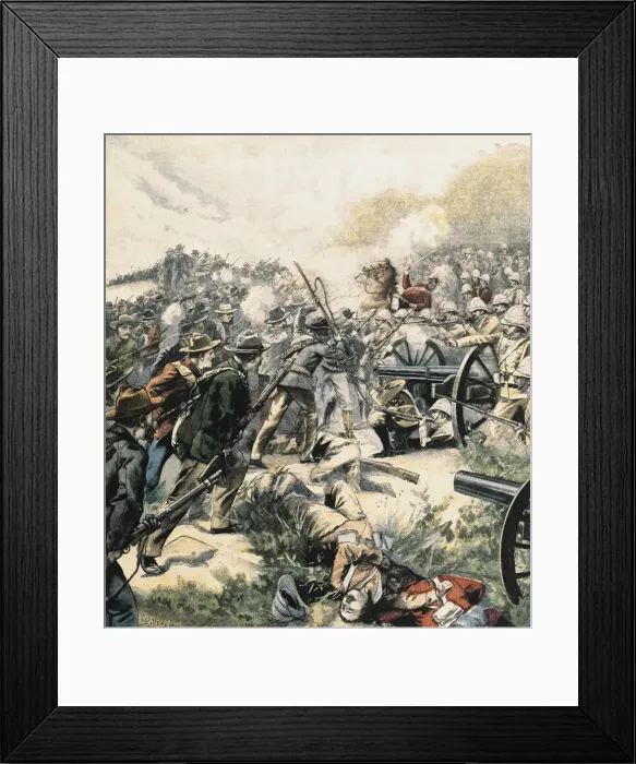 Framed Print : Boer Wars (1880-1902). English defeat in Bergkelaagte Framed Print : Boer Wars (1880-1902). English defeat in Bergkelaagte