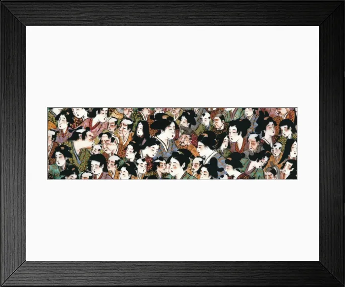 Framed Print : Crowd of Courtiers. 18th century. Plate of porcelain Framed Print : Crowd of Courtiers. 18th century. Plate of porcelain