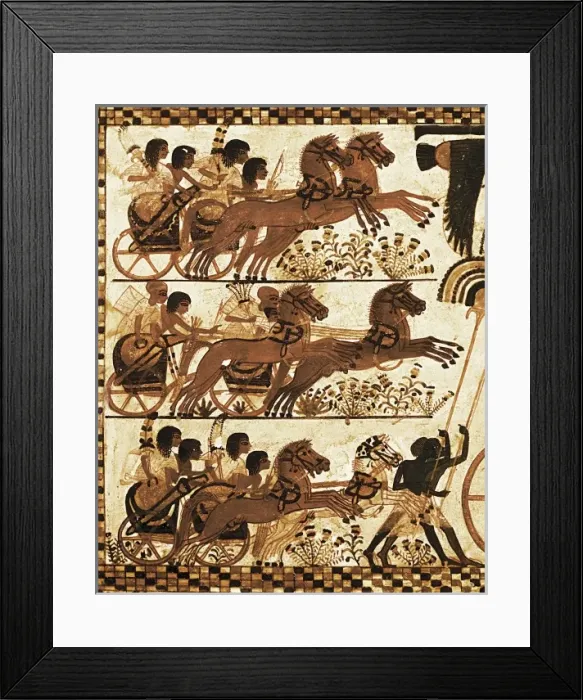 Framed Print : Painted chest depicting a king on his chariot Framed Print : Painted chest depicting a king on his chariot