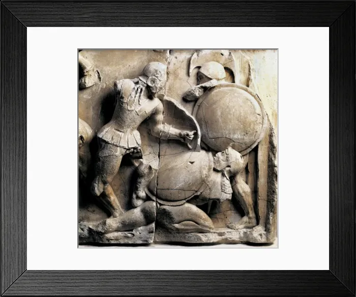 Framed Print : Pediment and frieze from the treasury of Framed Print : Pediment and frieze from the treasury of