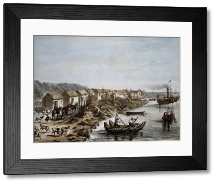 Framed Print : Chile (1854). Port of Huasco. Litography Framed Print : Chile (1854). Port of Huasco. Litography