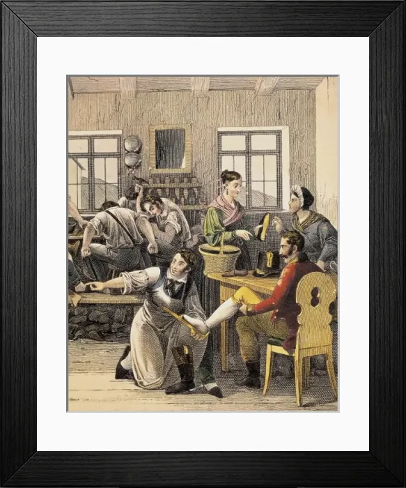Framed Print : Shoemakers (1810). Engraving. FRANCE. Paris Framed Print : Shoemakers (1810). Engraving. FRANCE. Paris