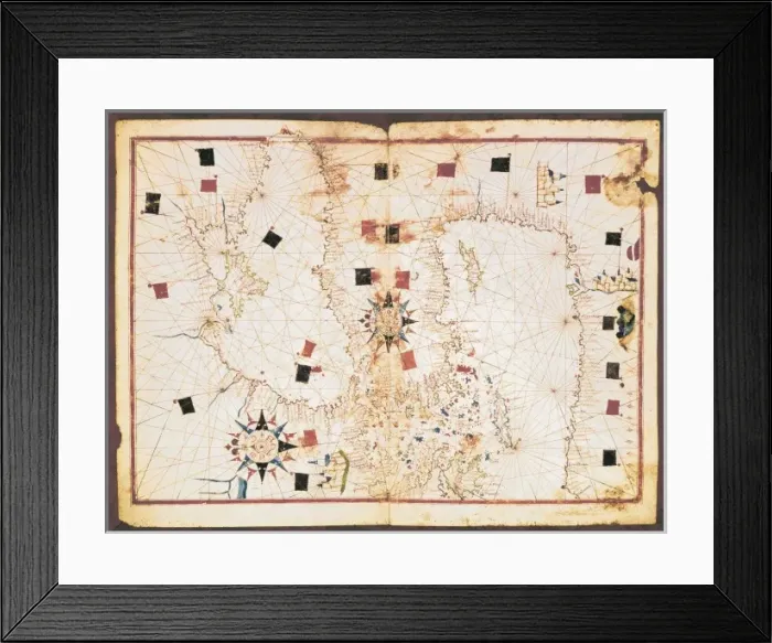 Framed Print : Portolan chart, 16th c. Map of the Eastern Mediterranean Framed Print : Portolan chart, 16th c. Map of the Eastern Mediterranean
