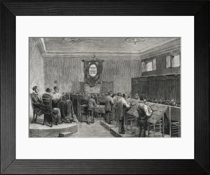 Framed Print : Spain (1878). Barcelona. First European typographic Framed Print : Spain (1878). Barcelona. First European typographic
