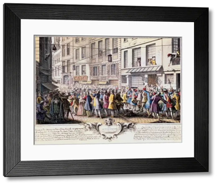 Framed Print : Paris. Rue Quinquempoix, 1720. Scene of panic Framed Print : Paris. Rue Quinquempoix, 1720. Scene of panic