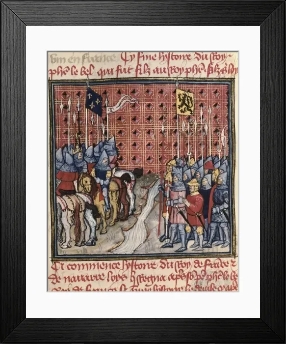 Framed Print : Philip Vs army meeting Flanders troops. Illustration Framed Print : Philip Vs army meeting Flanders troops. Illustration