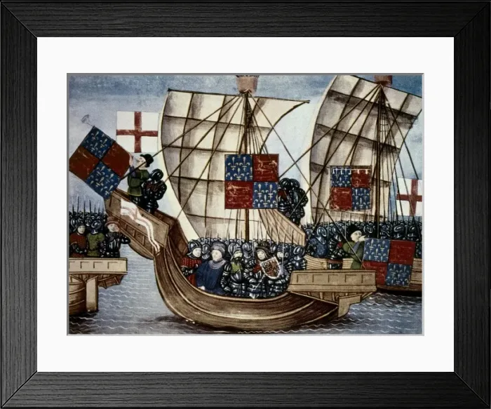 Framed Print : Hundred Years War. English troops boarding Framed Print : Hundred Years War. English troops boarding
