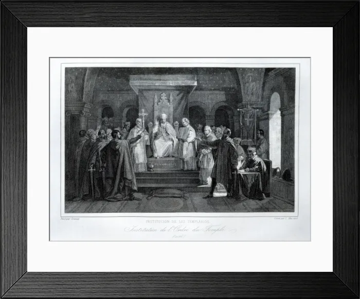 Framed Print : Crusades. Pope Honorius II confirms the Knights Framed Print : Crusades. Pope Honorius II confirms the Knights