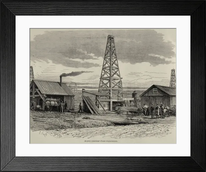 Framed Print : United States (19th c. ). Oil exploitation in Framed Print : United States (19th c. ). Oil exploitation in
