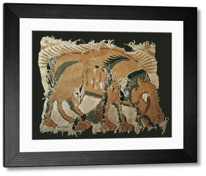 Framed Print : Fragment of Egyptian fabric with hippopotamus Framed Print : Fragment of Egyptian fabric with hippopotamus
