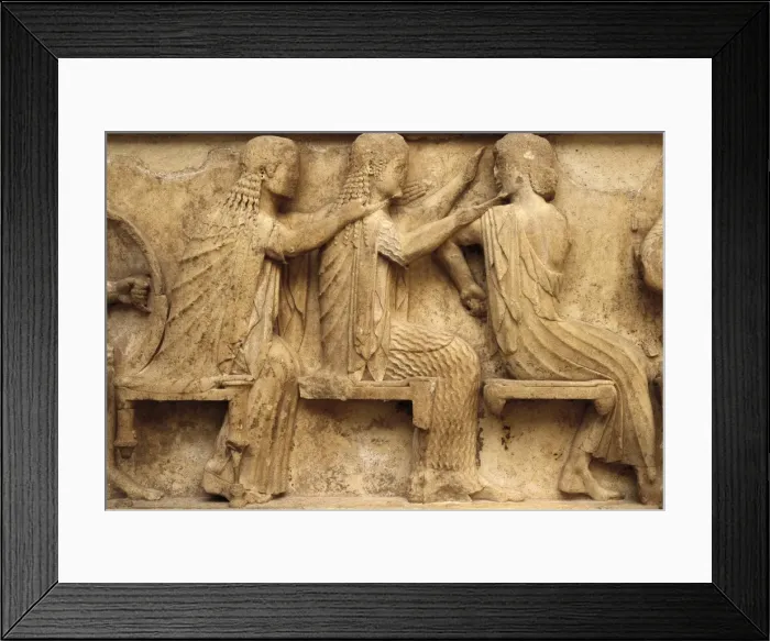 Framed Print : Pediment and frieze from the treasury of Framed Print : Pediment and frieze from the treasury of