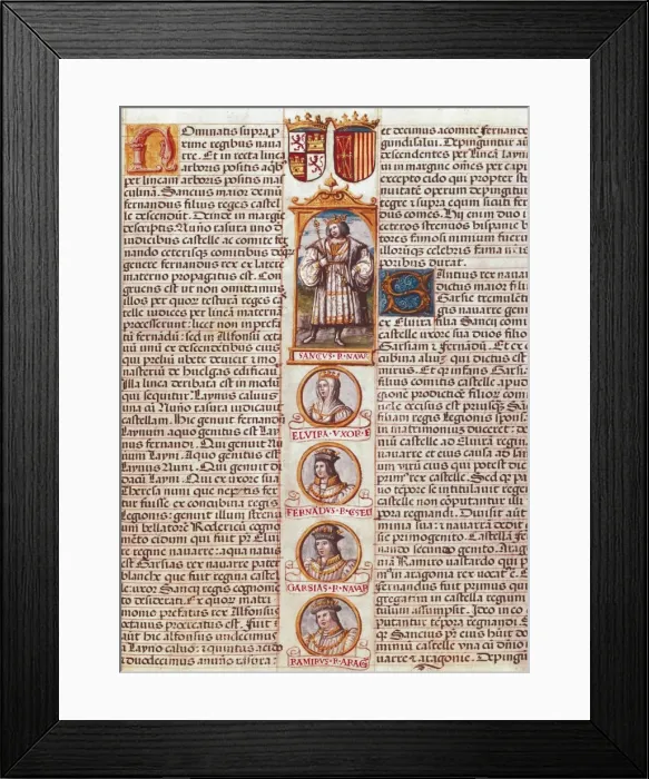 Framed Print : Page illustrated with portraits of the Kings Framed Print : Page illustrated with portraits of the Kings
