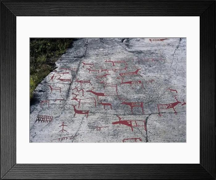 Framed Print : NORWAY. FINNMARK. Alta Petroglyphs. Scene of Framed Print : NORWAY. FINNMARK. Alta Petroglyphs. Scene of
