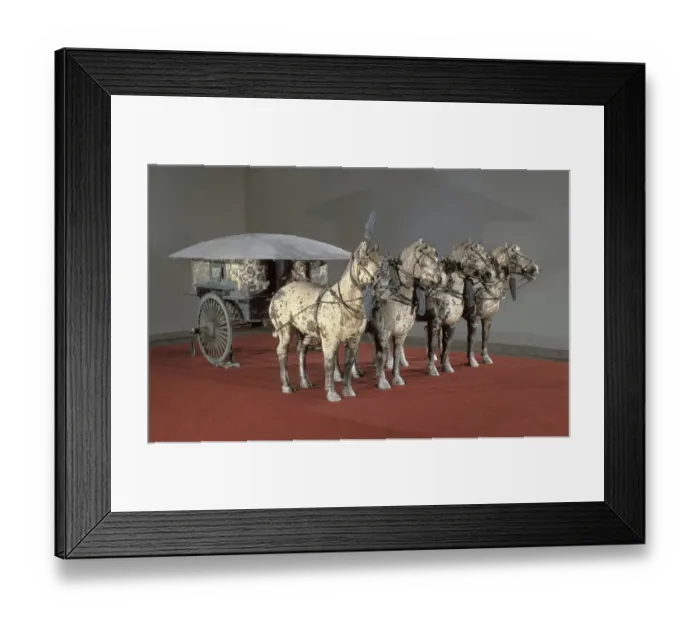 Framed Print : Bronze chariot drawn by four horses. 3rd BC Framed Print : Bronze chariot drawn by four horses. 3rd BC