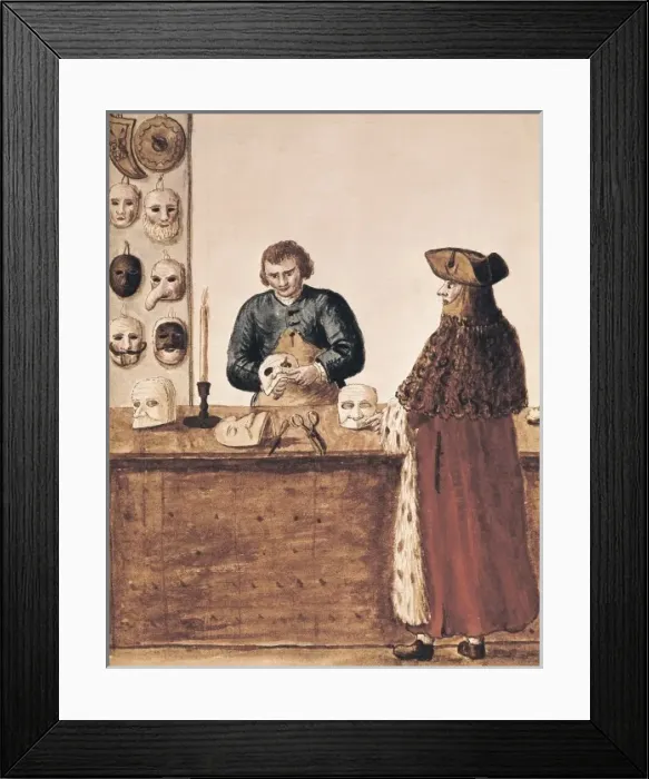 Framed Print : Venice (18th c. ). Mask maker. Miniature Painting Framed Print : Venice (18th c. ). Mask maker. Miniature Painting