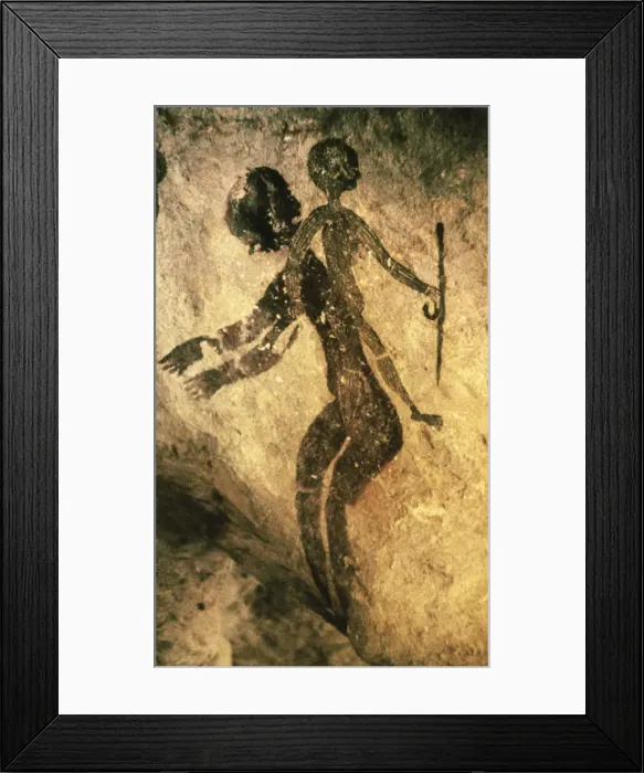 Framed Print : ALGERIA. Tassili N Ajjer. Depicting people from Framed Print : ALGERIA. Tassili N Ajjer. Depicting people from