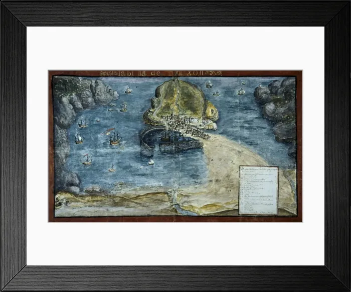 Framed Print : The city of Gijn 1635. Painting. SPAIN. Simancas Framed Print : The city of Gijn 1635. Painting. SPAIN. Simancas