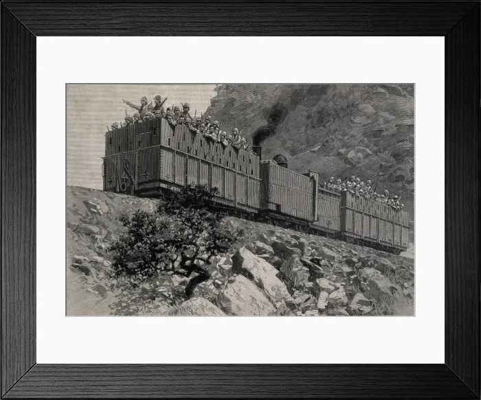 Framed Print : British train in a military operation, near Framed Print : British train in a military operation, near