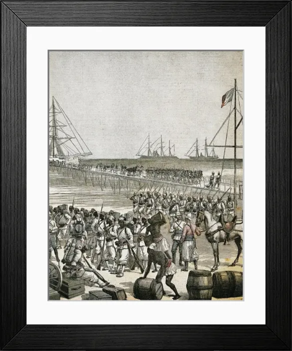 Framed Print : Dahomey War (1892). Landings at Cotonou harbour Framed Print : Dahomey War (1892). Landings at Cotonou harbour