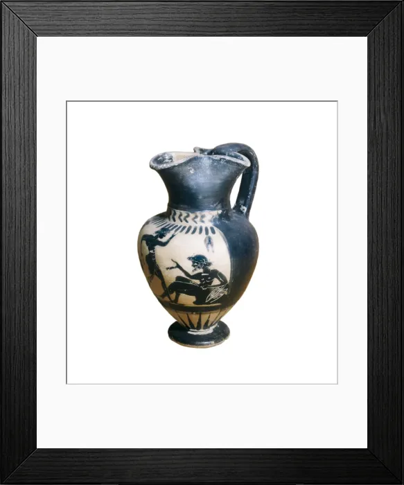 Framed Print : Oenochoe. Black-figure ceramics. Archaic Greek Framed Print : Oenochoe. Black-figure ceramics. Archaic Greek