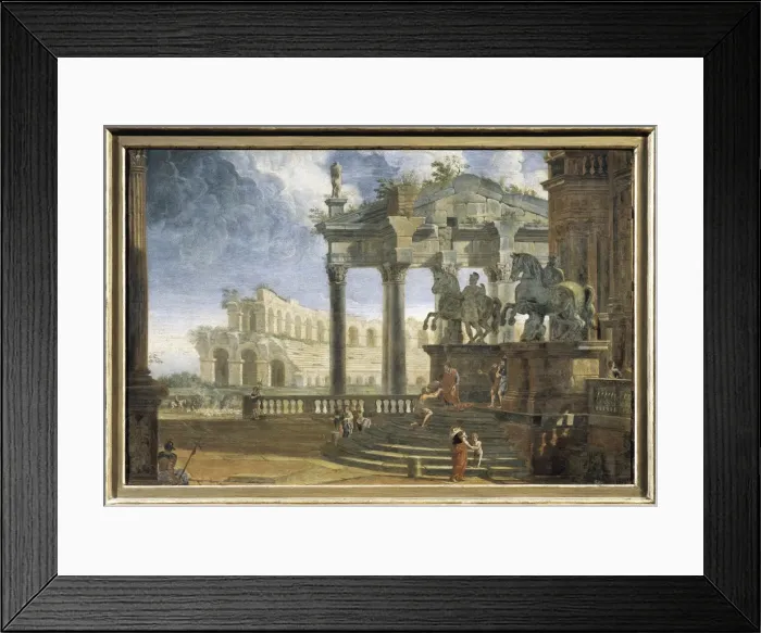 Framed Print : Rome: Entrance into the Campidoglio Palace with Framed Print : Rome: Entrance into the Campidoglio Palace with